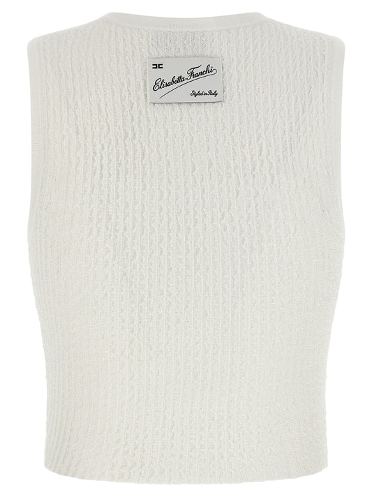 Elisabetta Franchi White Viscose Sleeveles T-Shirt