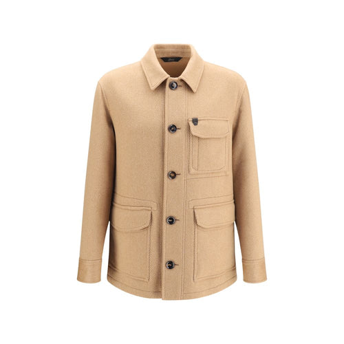 Brioni Beige Cashmere Leather Jacket