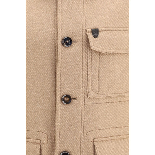 Brioni Beige Cashmere Leather Jacket