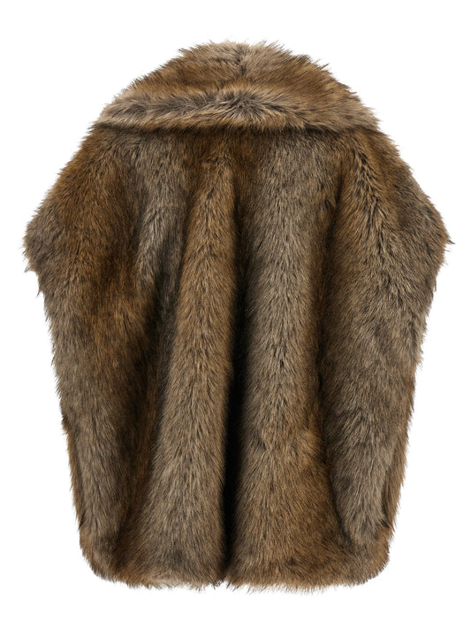 B&B COUTURE Brown Polyester Sleeveless Jacket