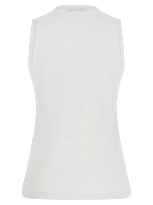 Balmain White Cotton Sleeveles T-Shirt