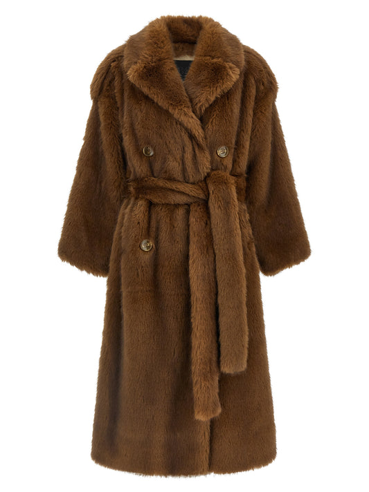 B&B COUTURE Brown Polyester Coat