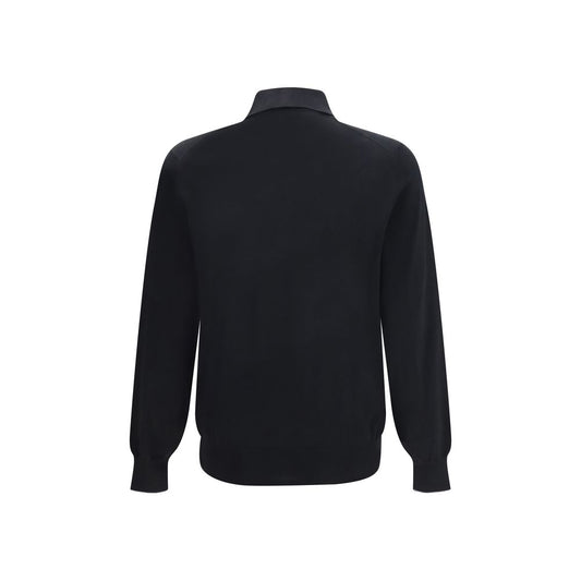 Brunello Cucinelli Black Cotton Polo Shirt