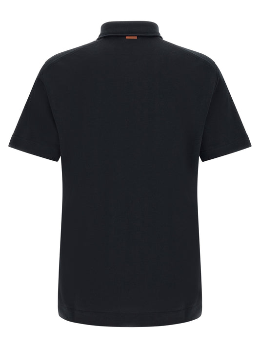 ZEGNA Blue Cotton Polo Shirt