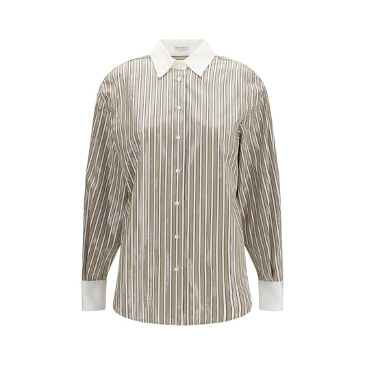 Brunello Cucinelli Beige Cotton Pattern Shirt