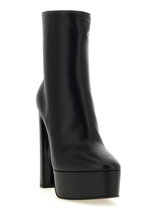 LE SILLA Black Lamb Leather Ankle Boots