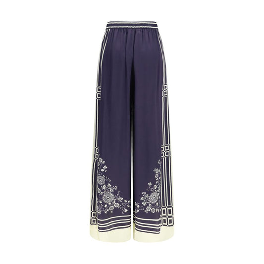Alemais Blue Silk Casual Pants