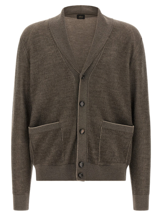 Brioni Brown Cashmere Cardigan