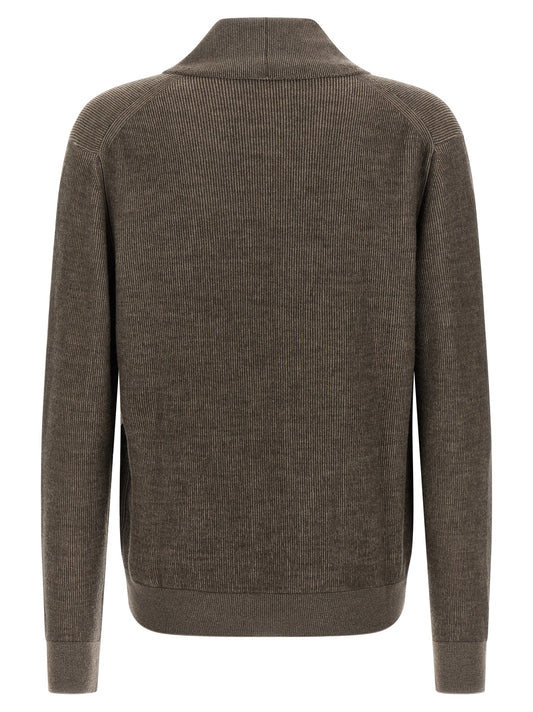 Brioni Brown Cashmere Cardigan