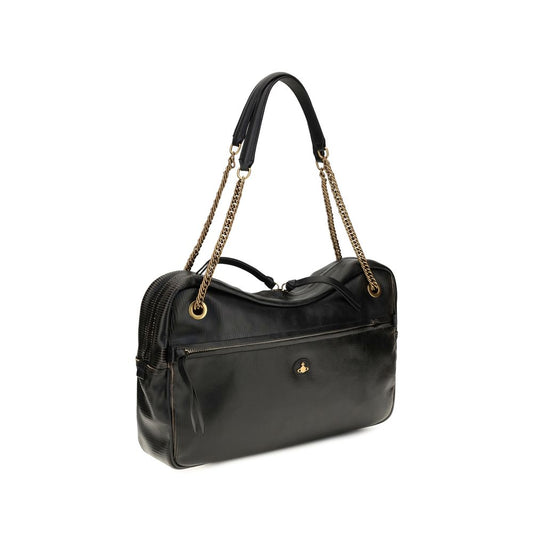 Vivienne Westwood Black Calf Leather Shoulder Bag