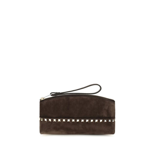 Valentino Garavani Brown Suede Leather Handbag