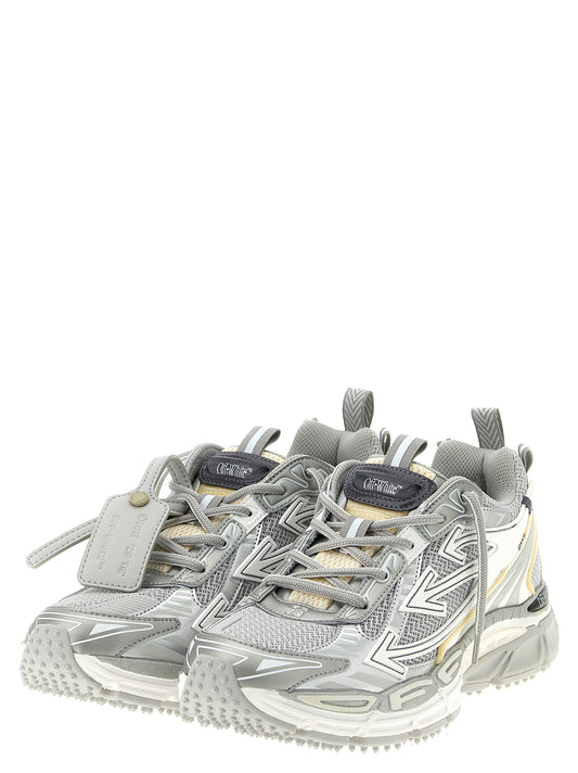 Off-White Silver Polyester Athletic Sneakers