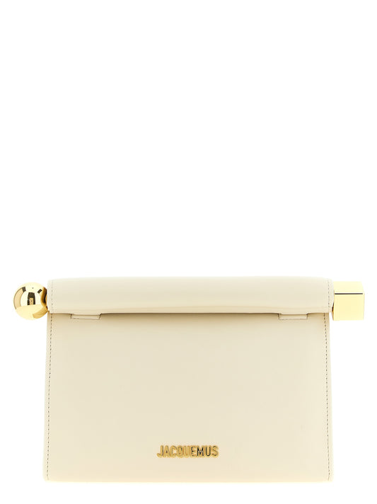 Jacquemus White Lamb Leather Clutch Bag