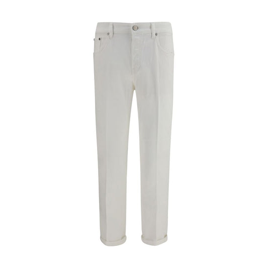PT Torino White Cotton Slim Fit Jeans