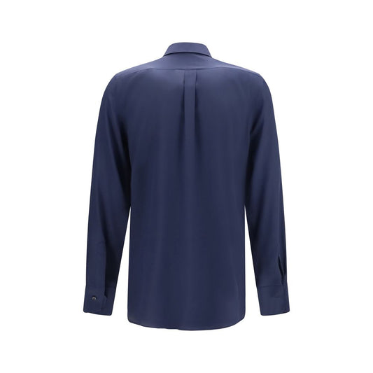 Dolce & Gabbana Blue Silk Dress Shirt