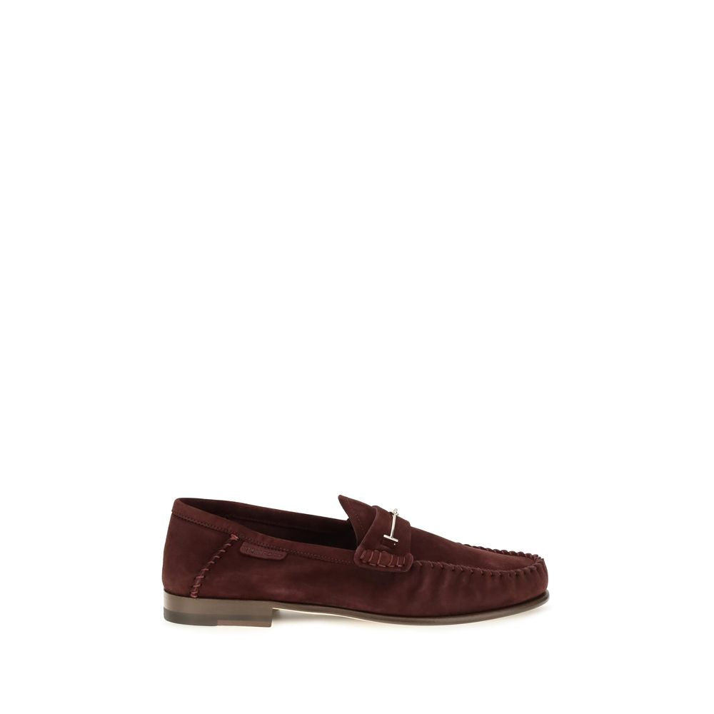 Tom Ford Bordeaux Calf Leather Slip-On Loafers