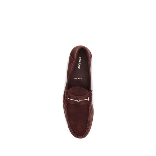 Tom Ford Bordeaux Calf Leather Slip-On Loafers