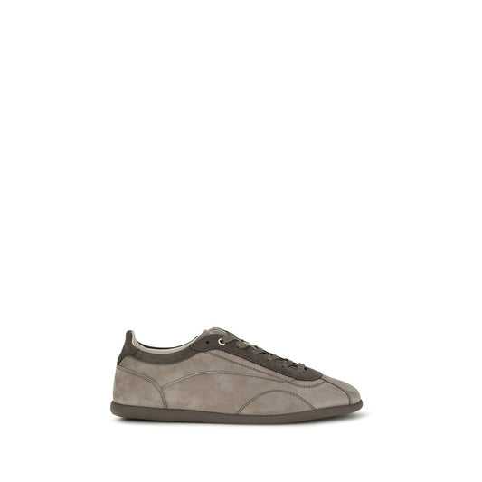Brunello Cucinelli Gray Calf Leather Bos Taurus Sneakers
