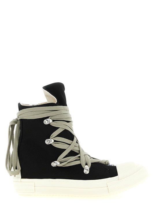 DRKSHDW Black Cotton High Top Sneakers