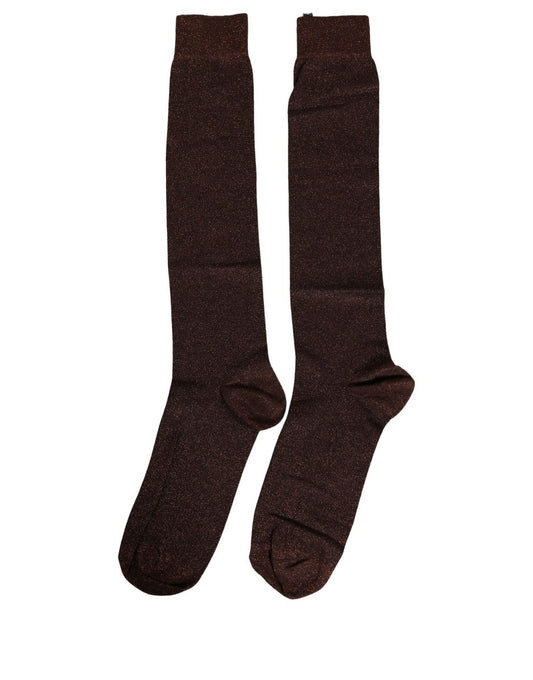 Dolce & Gabbana Men Brown Viscose Over The Calf Accessory Socks