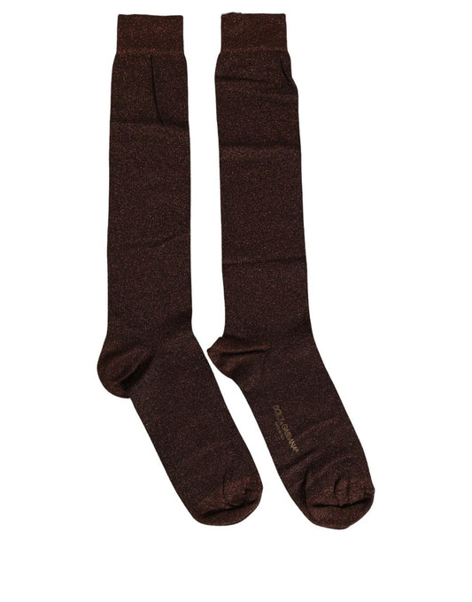 Dolce & Gabbana Men Brown Viscose Over The Calf Accessory Socks