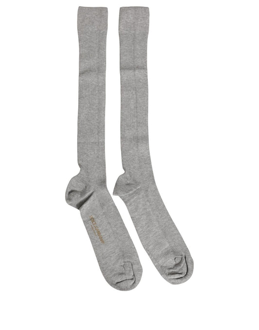 Dolce & Gabbana Men Gray Viscose Over The Calf Accessory Socks