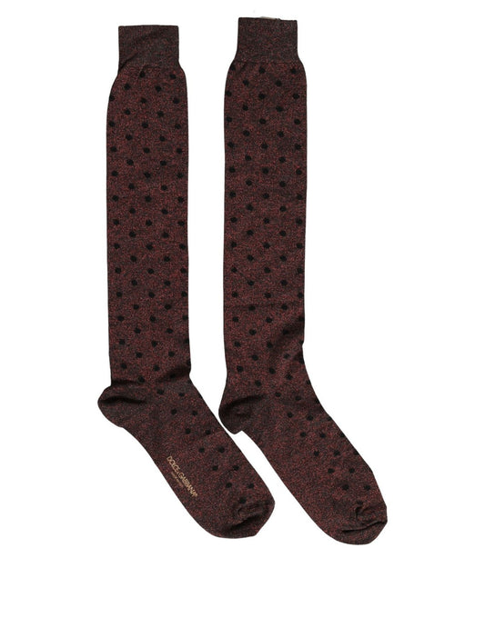 Dolce & Gabbana Brown Polka Dot Over The Calf Accessory Socks