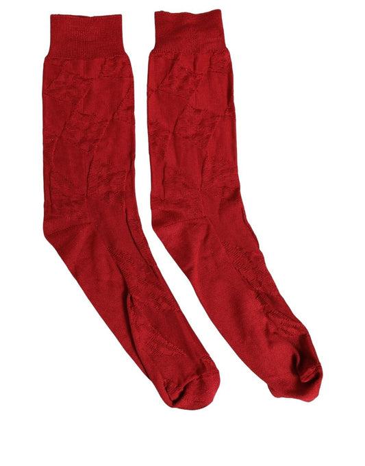 Dolce & Gabbana Men Red 100% Silk Mid Calf Accessory Socks