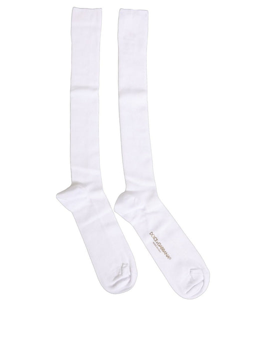 Dolce & Gabbana Men White Viscose Over The Calf Accessory Socks