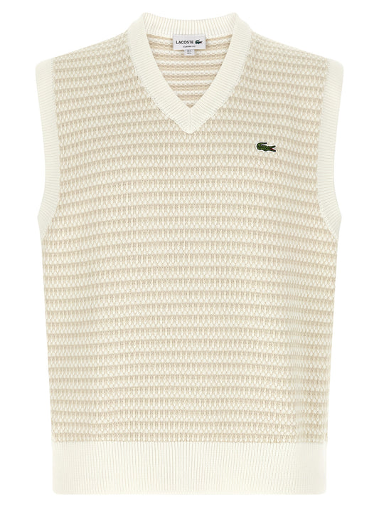 Lacoste Beige Cotton Sleeveles Sweater