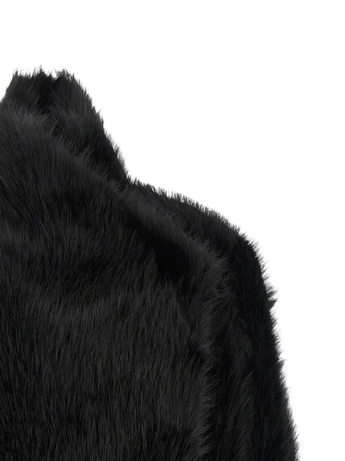 B&B COUTURE Black Polyester Full-Length Jacket