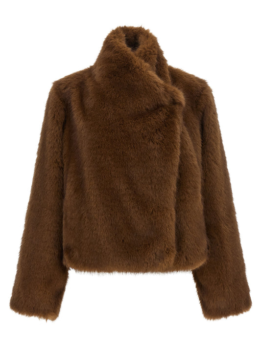 B&B COUTURE Brown Polyester Coat