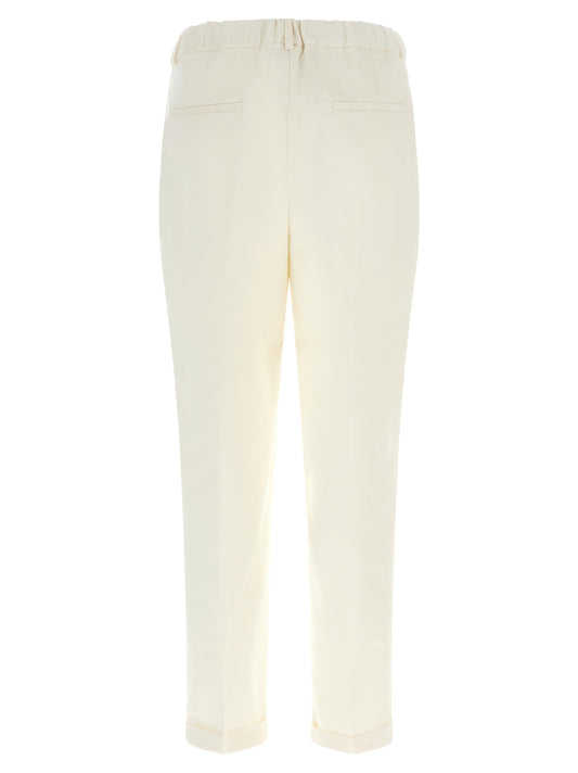 Kiton White Cotton Casual Pants