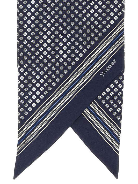 Saint Laurent Blue Silk Foulard