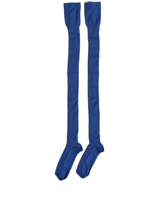 Dolce & Gabbana Blue Viscose Knitted Thigh High Accessory Socks