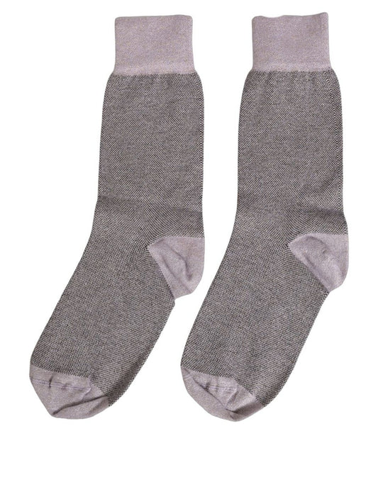Dolce & Gabbana Charcoal Grey Logo Mid Calf Women Accessory Socks