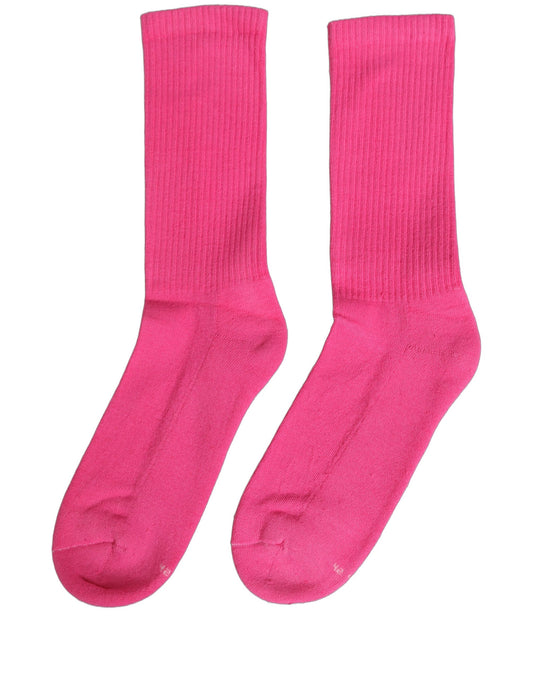 Dolce & Gabbana Pink Cotton Ribbed Mid Calf Women Accessory Socks