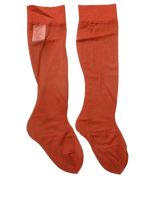 Dolce & Gabbana Orange Knee High Sheer Nylon Accessory Socks
