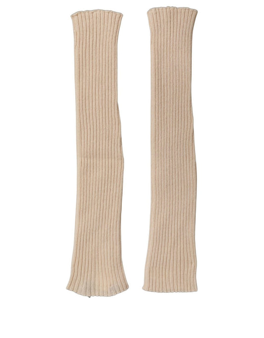 Dolce & Gabbana Camel Brown Cashmere Knit Arm Warmer Gloves