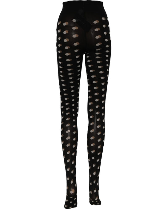 Dolce & Gabbana Black Polka Dot Fishnet Pantyhose Stockings Socks