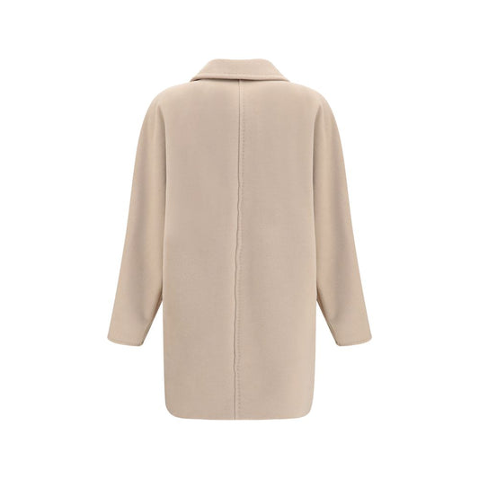 Max Mara Beige Wool Oves Aries Full-Length Jacket