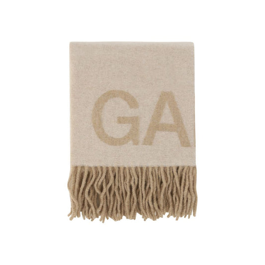 Ganni White Wool Oves Aries Foulard