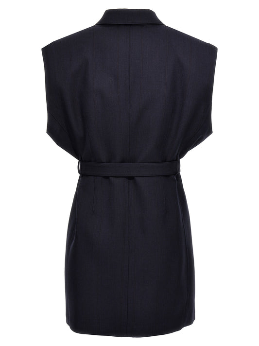 Prada Blue Virgin Wool Sleeveless Jacket