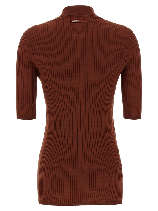 Prada Brown Cotton Polo Shirt