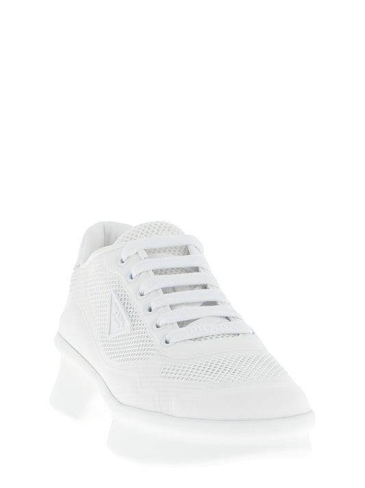 Prada White Polyester Athletic Sneakers