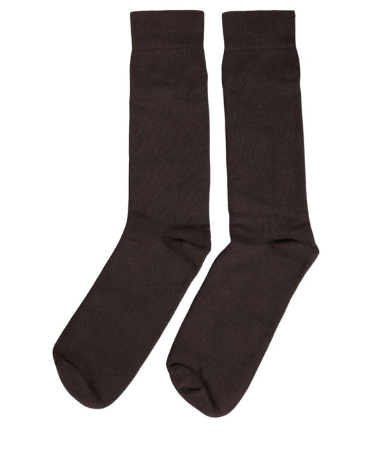 Dolce & Gabbana Dark Brown Cotton Over The Calf Accessory Socks