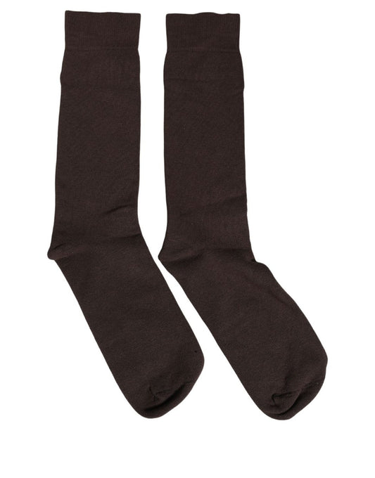 Dolce & Gabbana Dark Brown Cotton Over The Calf Accessory Socks