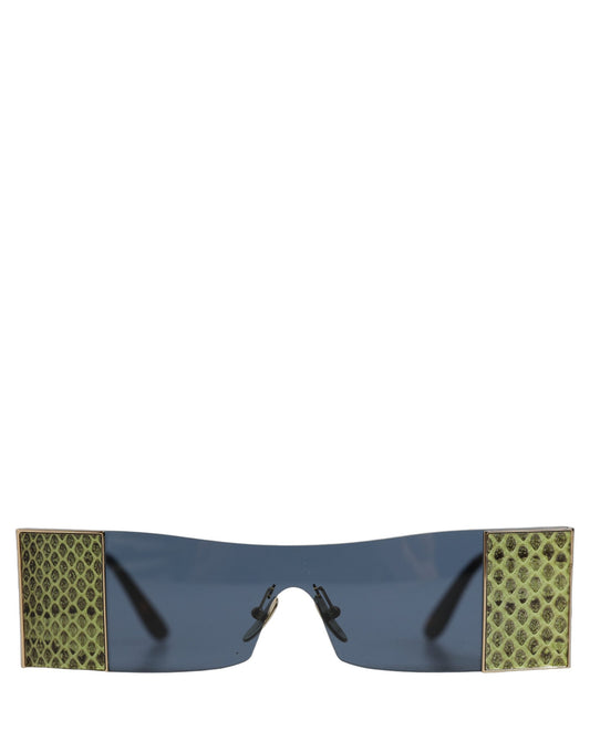 Dolce & Gabbana Gold Metal DG2263 Rectangle Snakeskin Frame Sunglasses