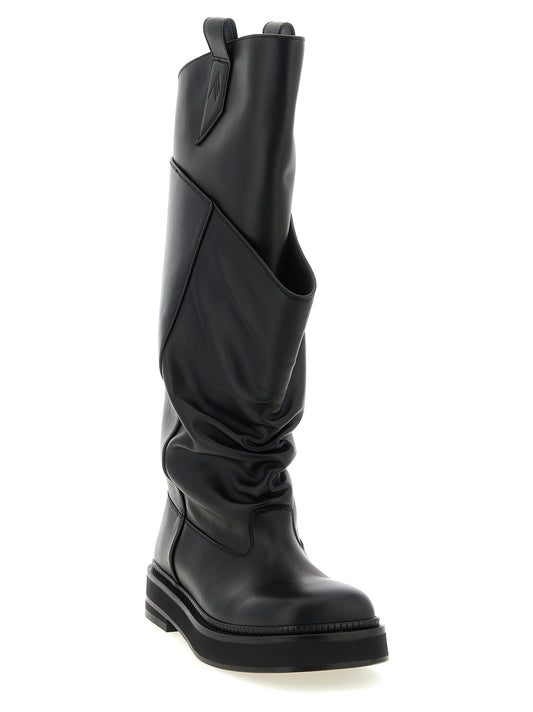 The Attico Black Calfskin Over The Knee