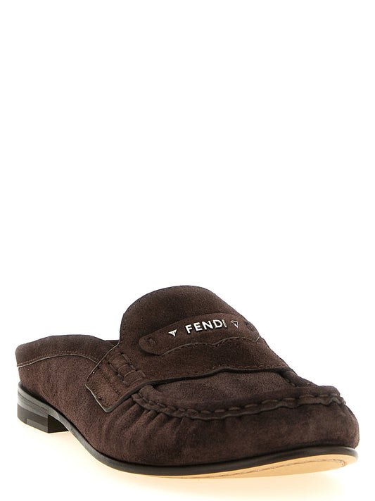 Fendi Brown Calfskin Slip-On Loafers